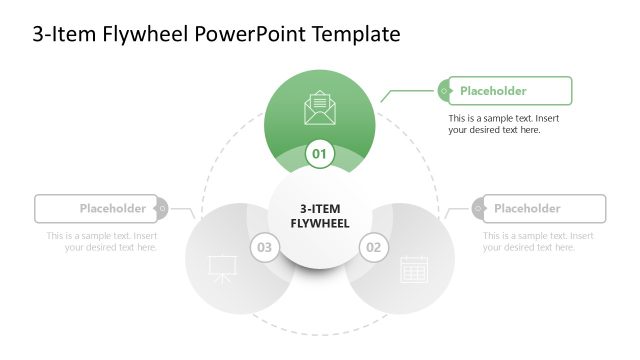 Editable 3-Item Flywheel Diagram Presentation Slide