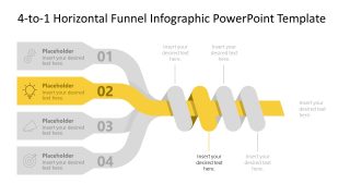4-to-1 Horizontal Interlaced Funnel Template for Presentation 