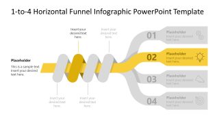 1-to-4 Horizontal Interlaced Funnel PowerPoint Slide 