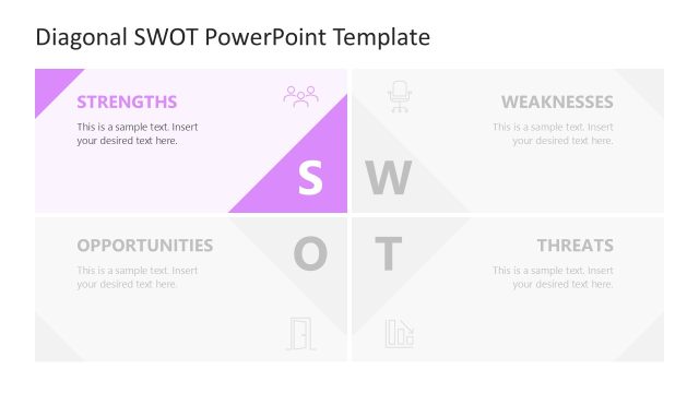 Creative Diagonal SWOT Analysis Slide