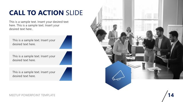 CTA Slide with Placeholder Text – Meetup Template Slide