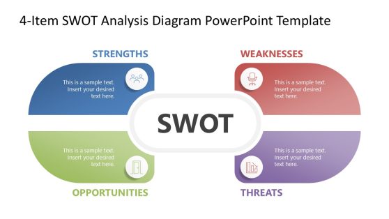 Editable 4-Item SWOT Analysis PPT Template