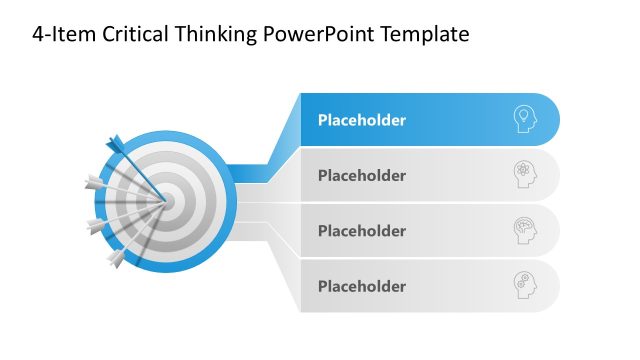 Blue Outline Target Diagram – 4-Item Critical Thinking Template