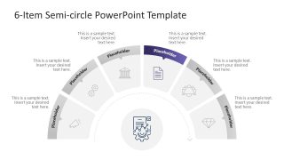 6-Item Semi-circle Diagram Slide with Infographics 