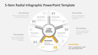 5-Item Radial Infographic Template Slide with Focus Effect 