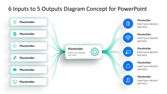 6-Input to 5-Output Concept Diagram Template Layout 