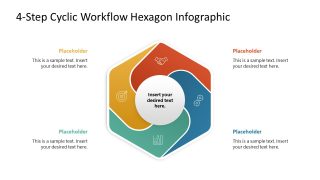 4-Step Cyclic Workflow Hexagon Infographic Template for Presentation 