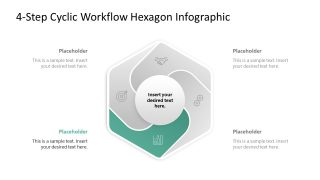 Editable 4-Step Hexagon Diagram Slide