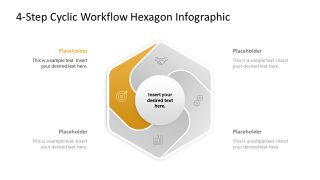 Customizable  4-Step Hexagon Diagram PPT Template 