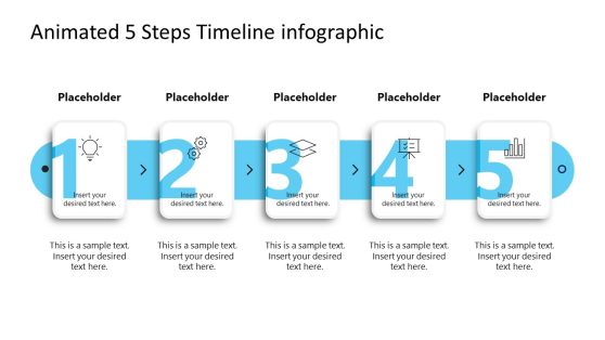 Editable 5 Numbered Steps Process Infographic Slide 