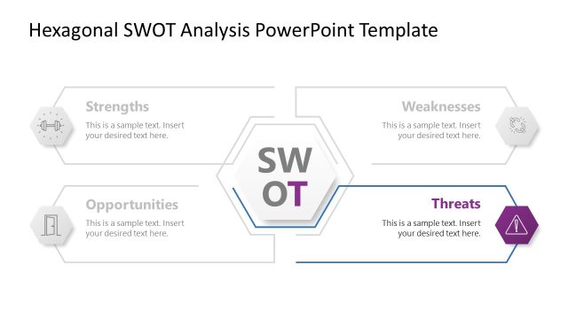 Threats Slide – Hexagonal SWOT Analysis Diagram