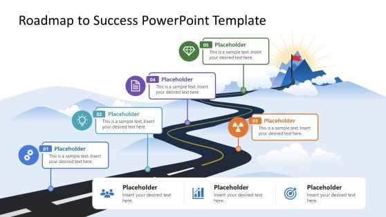 Editable Roadmap to Success PPT Template