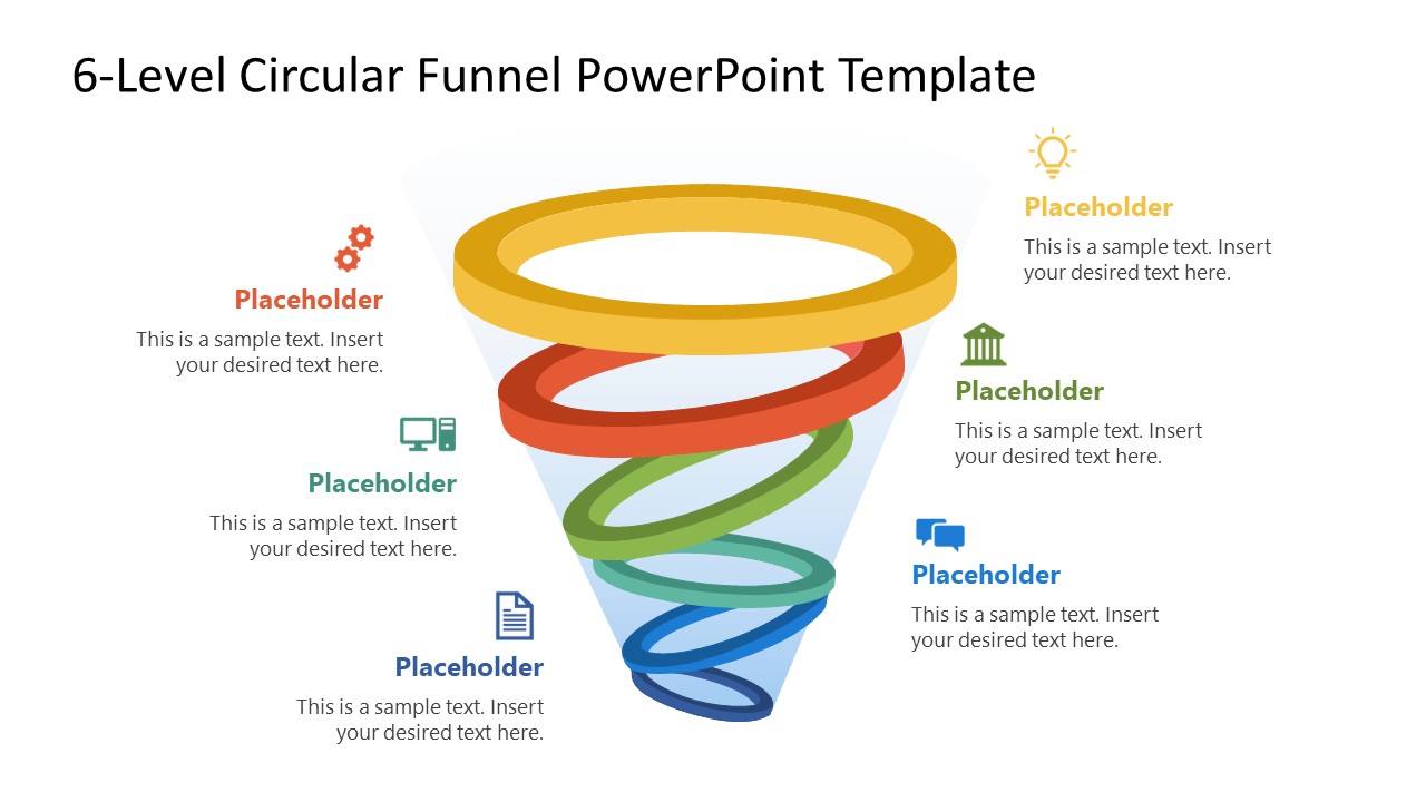 6-Level Circular Funnel Presentation Slide 