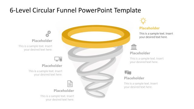6-Level Circular Funnel PPT Template Slide
