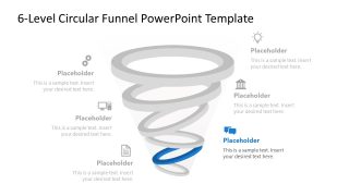 6-Level Circular Funnel Diagram Template Slide  