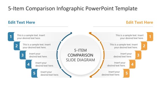 5-Item Comparison Infographic PowerPoint Slide 