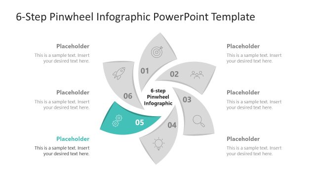 Step 5 Slide – 6-Step Pinwheel Infographic Diagram