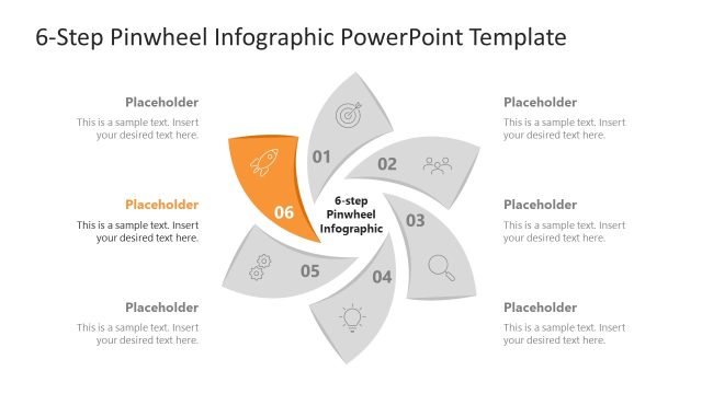 Stage 6 Discussion Slide – 6-Step Pinwheel Infographic Slide Template