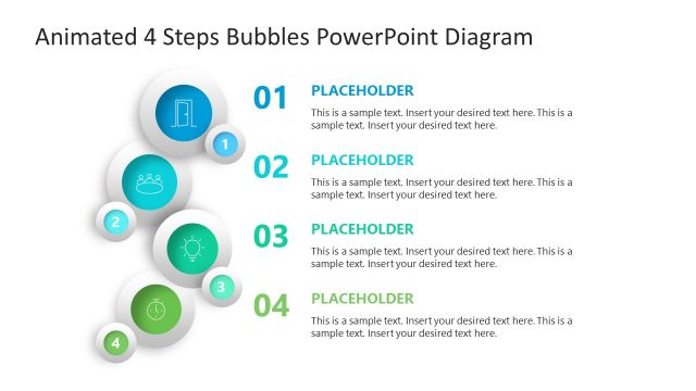Animated 4 Steps Bubbles PPT Diagram Template