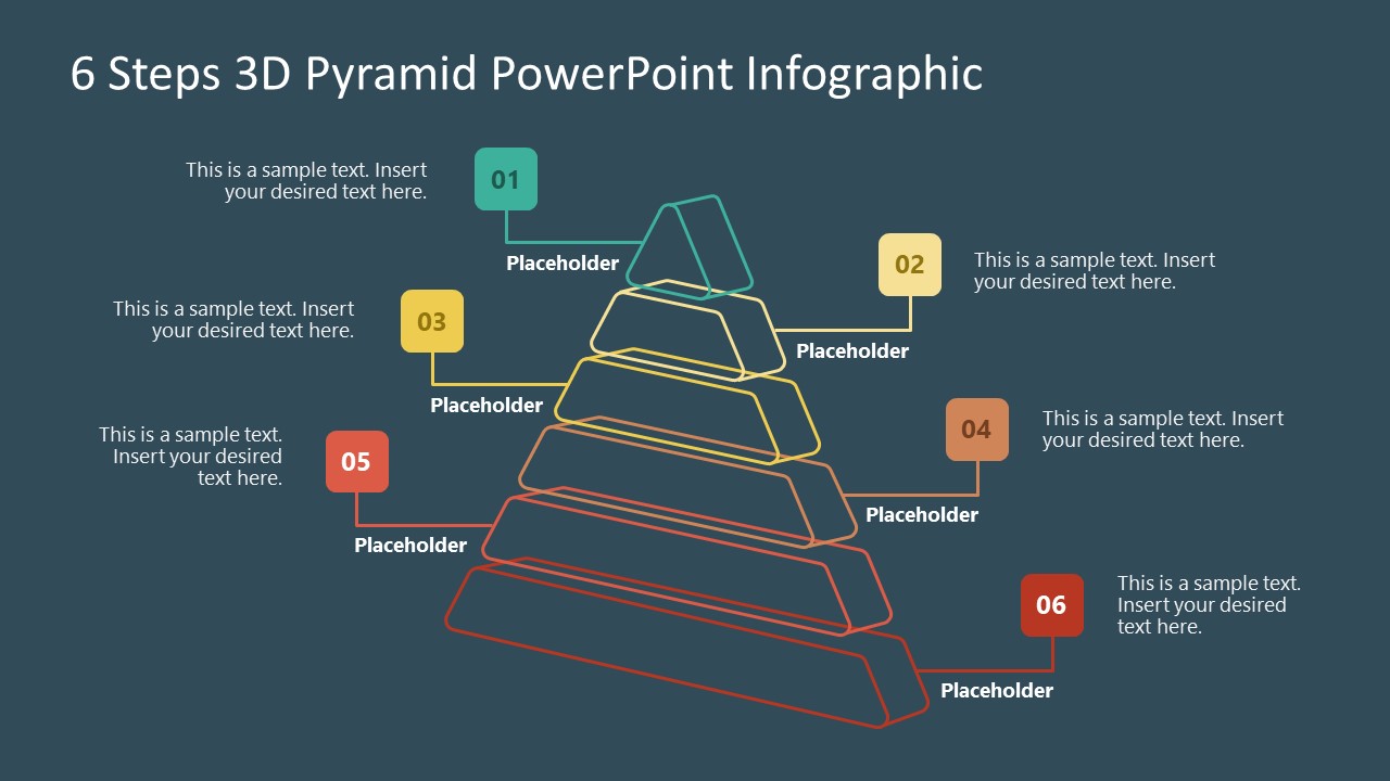 6 Steps 3D Pyramid Presentation Infographic Slide 