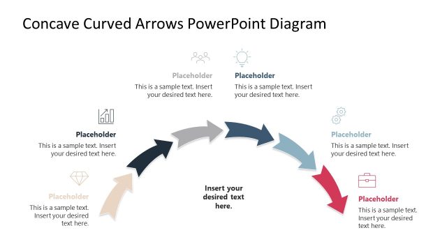 Concave Curved Arrows PPT Slide Diagram