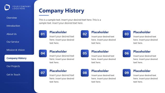 Company History Visualization Slide for PowerPoint