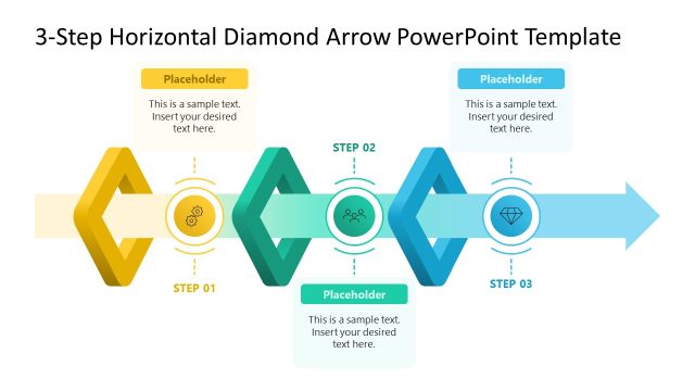 Editable 3-Step Diamond Arrow PPT Template