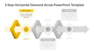 Editable 3-Step Diamond Arrow PPT Layout 