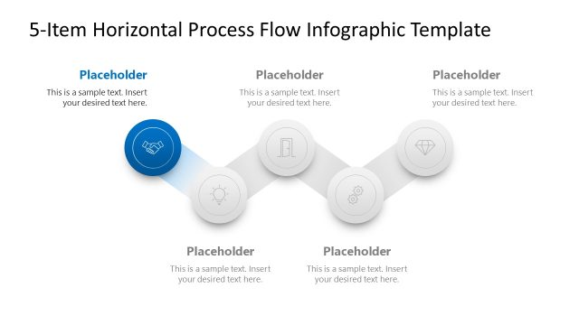 5-Item Horizontal Process Flow Infographic Presentation Slide with Circular Diagram