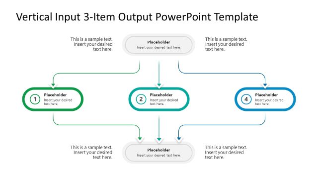 Vertical Input to 3-Item to Output PowerPoint Template