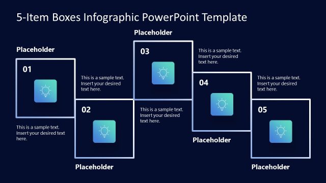 Customizable 5-Item Boxes Infographic PPT Template