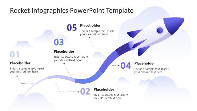 Five Points Rocket Infographics Diagram PPT Template