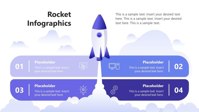 Four Blocks with Infographics – Rocket Diagram Template