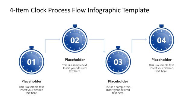 4-Item Clock Process Flow Infographic Diagram