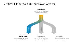 Vertical 1-Input 3-Output Down Arrows Slide Template