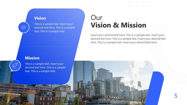Mission & Vision Presentation Slide – Blue & White Business PowerPoint Template