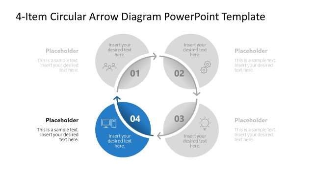 4-Item Circular Arrow Diagram with Point Four Focus