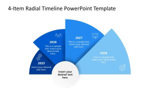 4-Item Radial Timeline Slide for Business Presentation 