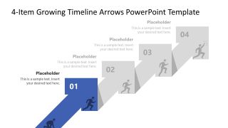 4-Item Growing Timeline Arrows Slide Template