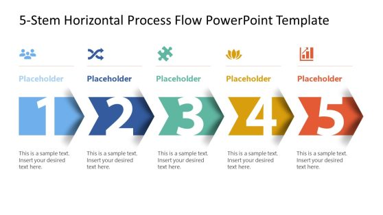 Editable 5-Step Horizontal Process Flow PPT Template