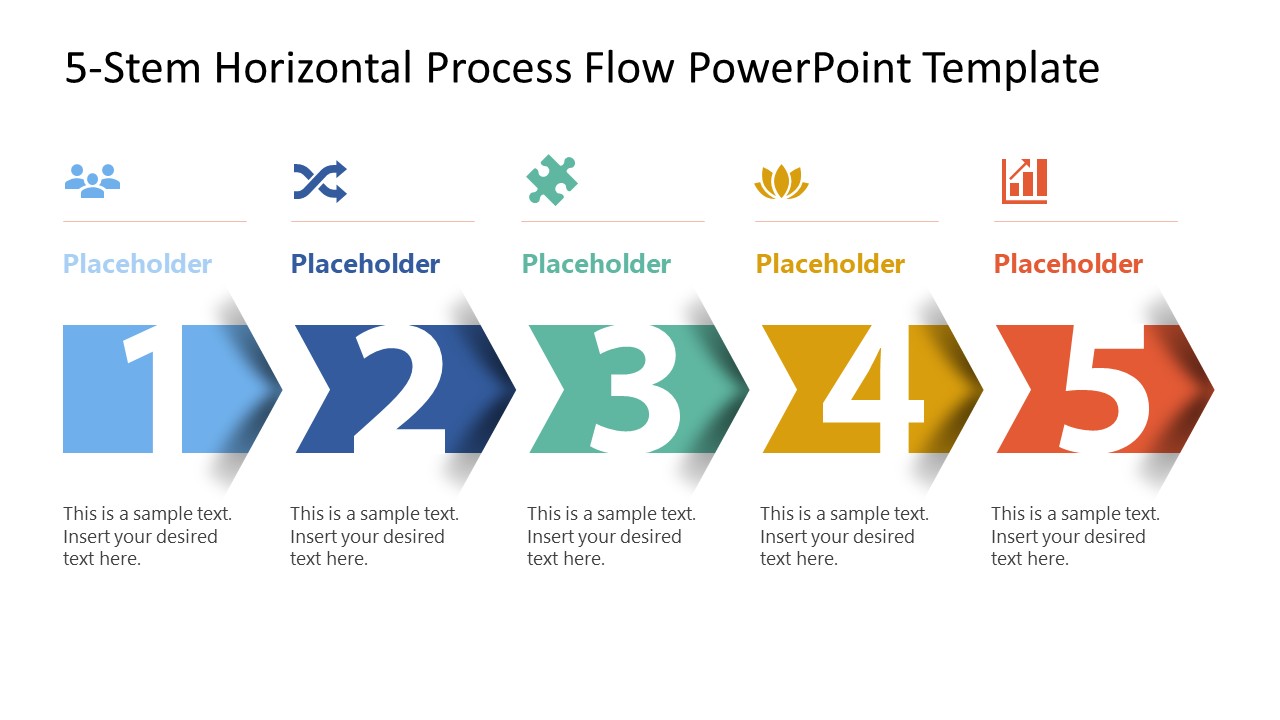 Editable 5-Step Horizontal Process Flow PPT Template