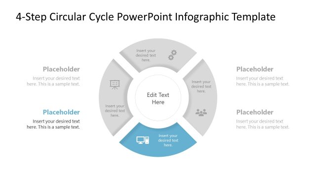 4-Step Circular Cycle Diagram with Spotlight Slide