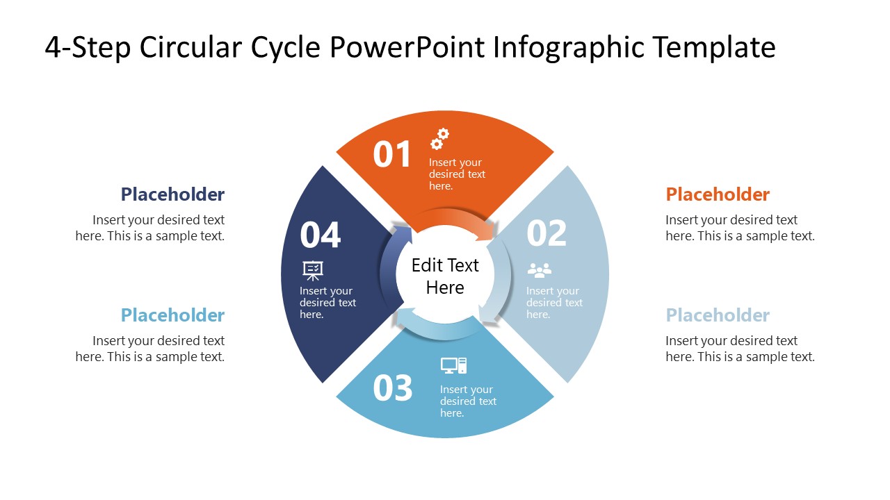 Four Step Circular Diagram with Arrows - 4-Step Circular Cycle Arrows Template 