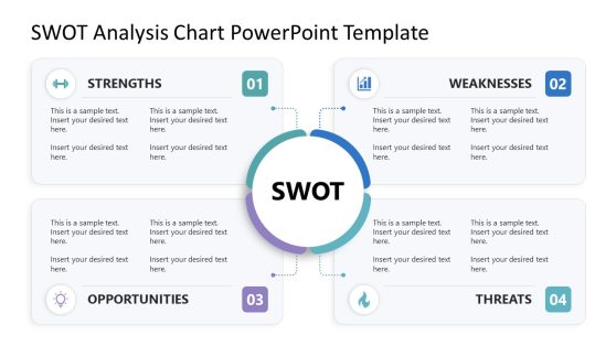 SWOT Analysis Chart Presentation Diagram with 2x2 Grid 