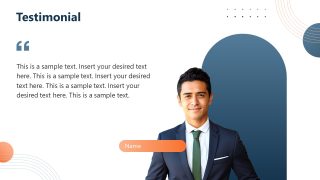 Testimonial PPT Slide with Image & Name Badge