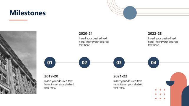 Milestones Overview Slide with Four Step Diagram