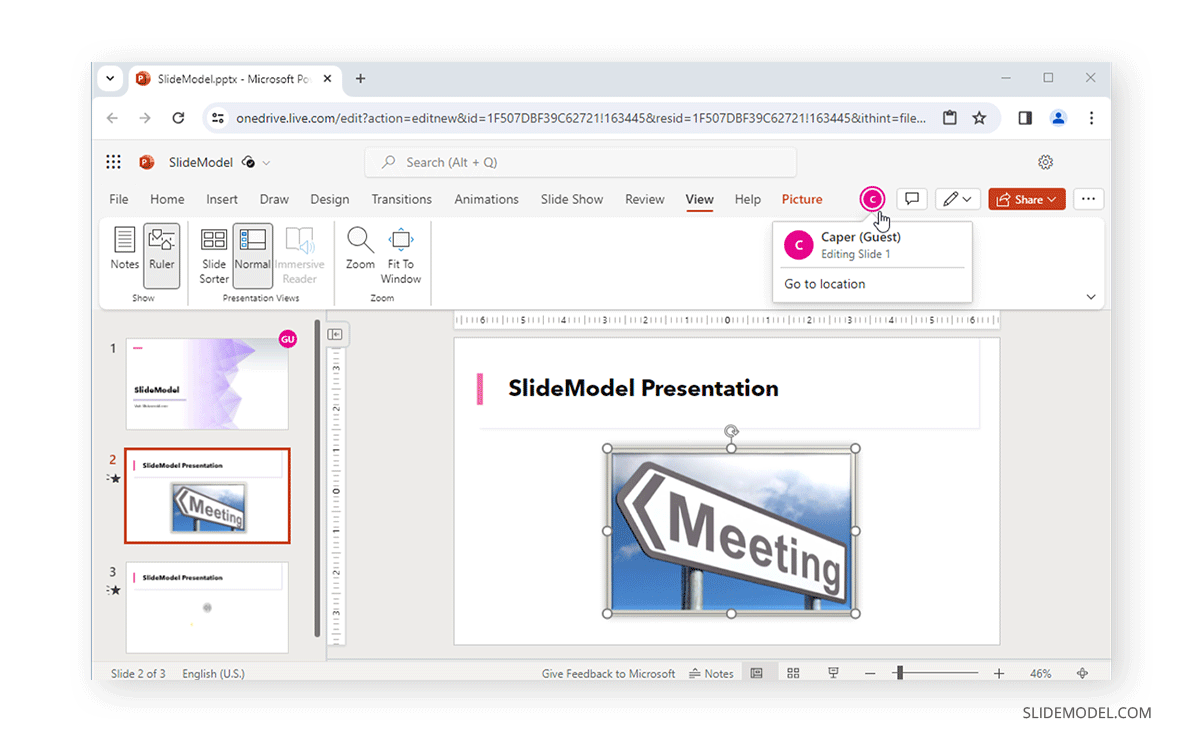 Checking connected users in PowerPoint Online presentation