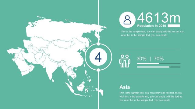 Map of Asia Continent in PowerPoint