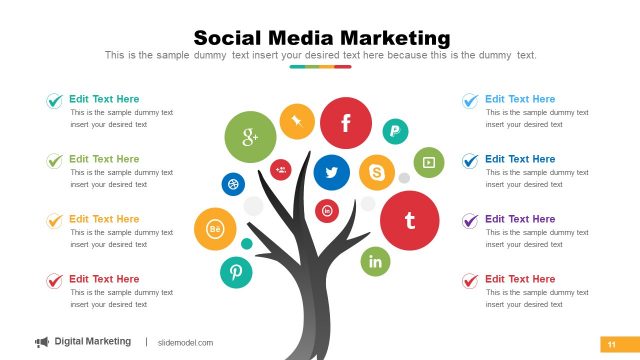 Social Media Marketing Tree Diagram PPT