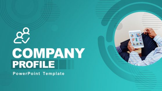 cover for company profile template in teal tone